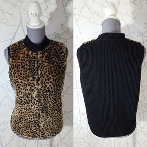 Cotton Country Leopard Print Faux Fur Full Zip Vest